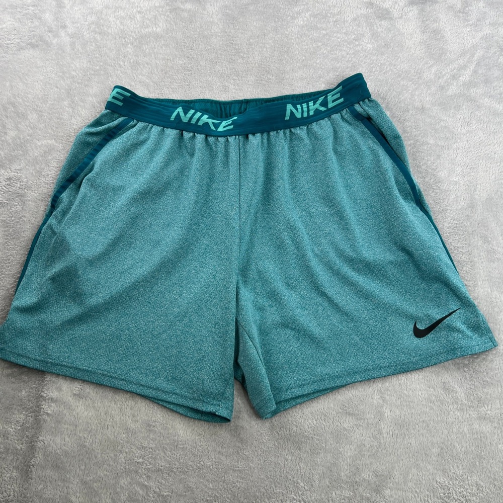 Nike Teal Heather Mesh Athletic Shorts L Men Training Gym Running Swoosh Logo